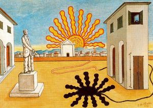 Giorgio De Chirico - Rising sun on the plaza