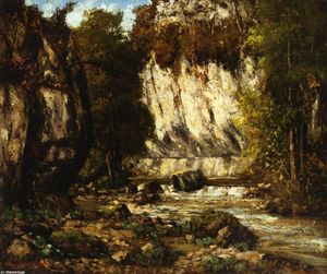 Gustave Courbet - River and Cliff