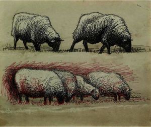 Henry Moore - Sheep Grazing