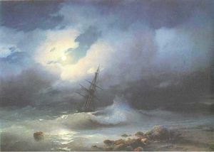 Ivan Aivazovsky - Rough sea at night