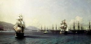 Ivan Aivazovsky - The Black Sea fleet in Feodosiya