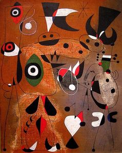 Joan Miro - Pintura (Mujer, Pájaro y Estrellas)