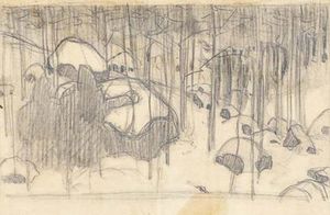 Nicholas Roerich - Sketch for --They Await--