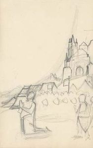 Nicholas Roerich - Sketch for right panel of triptych --Joan of Arc--
