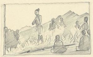 Nicholas Roerich - Sketch of firewalking ceremony