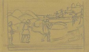 Nicholas Roerich - Sketch of scene from ancient life 4