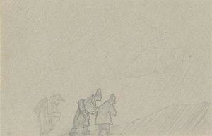 Nicholas Roerich - Sketch with three figures