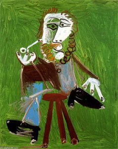 Pablo Picasso - Seated man with pipe 1