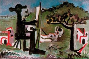 Pablo Picasso - The painter and his model in a landscape