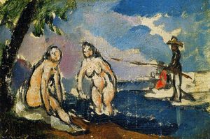 Paul Cezanne - Bathers and Fisherman with a Line