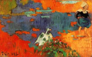 Paul Gauguin - Breton Woman and Goose by the Water