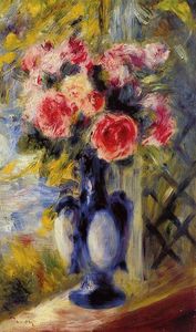 Pierre-Auguste Renoir - Bouquet of Roses in a Blue Vase
