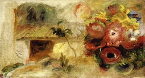 Pierre-Auguste Renoir - Small House, Buttercups and Diverse Flowers (study)