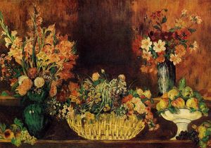 Pierre-Auguste Renoir - Vase, Basket of Flowers and Fruit