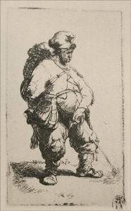 Rembrandt Van Rijn - A Mans Standing Towards the Right