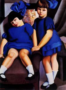 Tamara De Lempicka - Portrait de deux fillettes aux rubans bleus