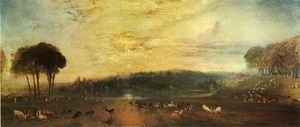 William Turner - The Lake, Petworth sunset, fighting bucks
