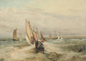 David Cox - Fishing Boats In A Squall Off Fleet, Hampshire