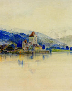 Edward Lear - Lake Thun With The Schloss Oberhofen
