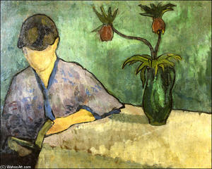 Emile Bernard - Young Woman in Kimono, Reading