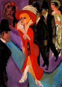 Ernst Ludwig Kirchner - Street hooker in red. (Berlin Street Scene)