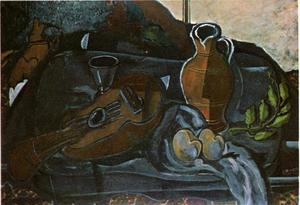 Georges Braque - Mandolin, Glass, Pot and Fruit