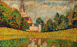 Georges Lemmen - Landscape with the church of Dadizeele in the distance