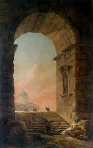 Hubert Robert - Landscape with an Arch and The Dome of St Peter-s in Rome