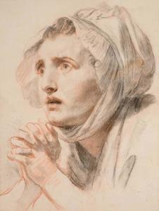Jean-Baptiste Greuze - Portrait of a young woman with folded hands