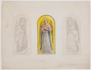 John La Farge - First Sketch for Three Panelled Window, One Done in Color