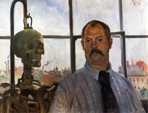 Lovis Corinth (Franz Heinrich Louis) - Self Portrait with Skeleton