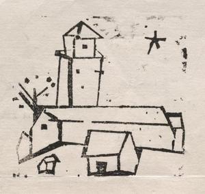 Lyonel Feininger - Church with Houses, Tree and Star, Deep
