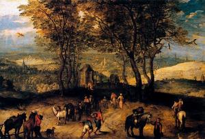 Pieter Bruegel The Younger - Landscape with walkers