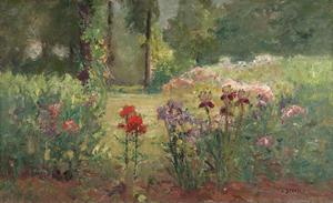 Theodore Clement Steele - Iris and Trees (In the Flower Garden)