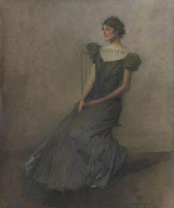  Museum Art Reproductions Lady in Green and Gray by Thomas Wilmer Dewing (1851-1938, United States) | ArtsDot.com