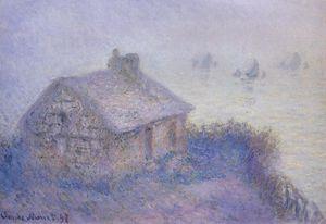 Claude Monet - Customs House at Varengeville in the Fog (also known as Blue Effect)