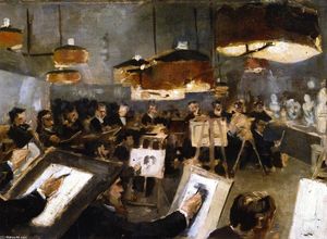 Theo Van Rysselberghe - Drawing Class at the Academy