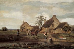 Jean Baptiste Camille Corot - A Farm in the Nievre