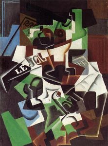 Juan Gris - Fruit Bowl, Pipe and Newspaper (also known as Frutero, Pipa y Peridico)