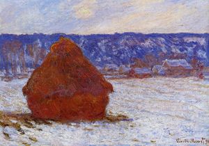 Claude Monet - Grainstack in Overcast Weather, Snow Effect