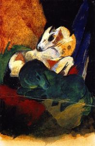 Franz Marc - Green and White Horse