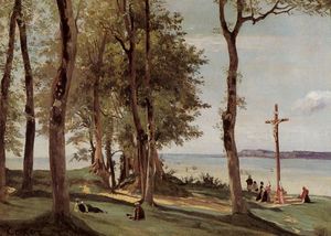 Jean Baptiste Camille Corot - Honfleur - Calvary on the Cote de Grace