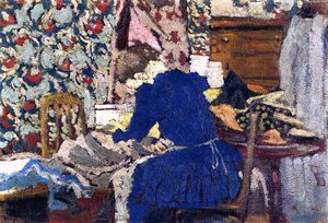 Jean Edouard Vuillard - Interior (also known as Marie Leaning over Her Work)