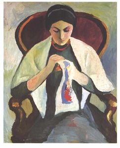 August Macke - Woman Sewing
