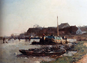 Cornelis Vreedenburgh - Winterfun On De Loswal, Hattem