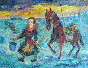David Davidovich Burliuk - Woman with a horse