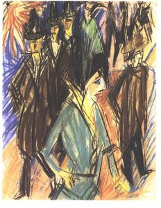 Ernst Ludwig Kirchner - Street Scene with Green Cocotte