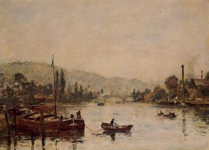 Eugène Louis Boudin - Rouen, the Santa-Catherine Coast, Morning Mist