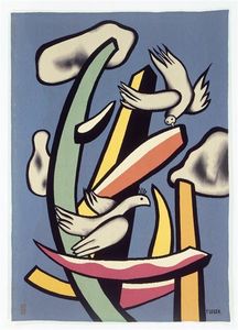 Fernand Leger - The white birds on blue background