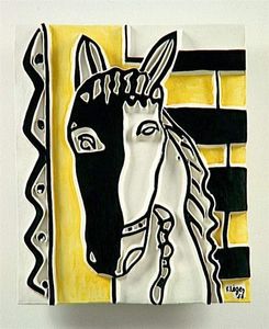 Fernand Leger - Horse head on a yellow background